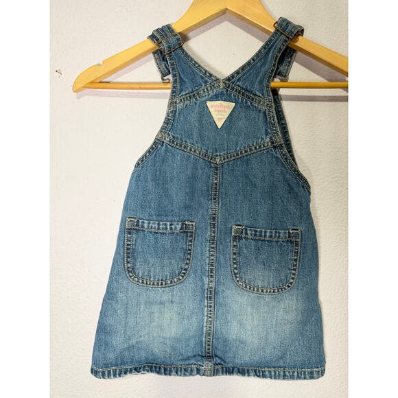 Vintage OshKosh bgosh Bib Overall Dress Girls Size 5 Denim Jean Cute - Picture 3 of 8